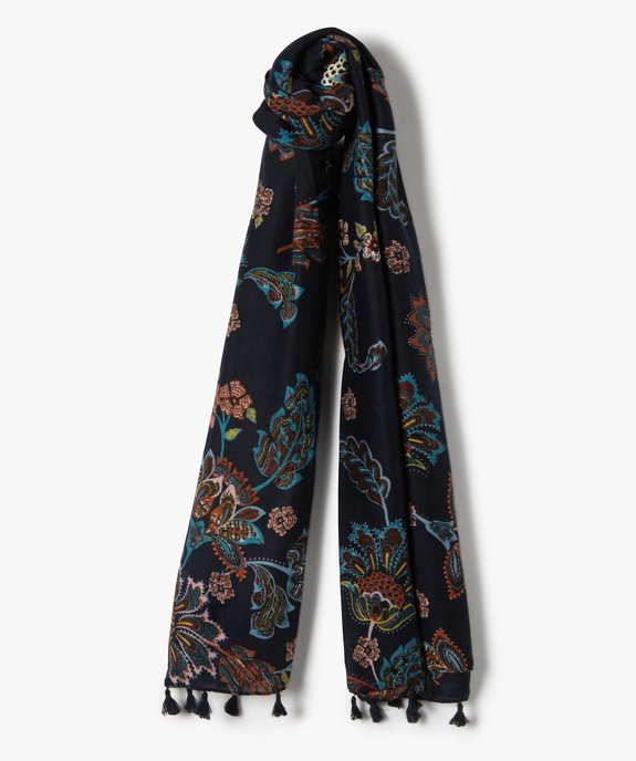 Foulard femme avec motifs fleuris et finitions pompons vue1 - GEMO (ACCESS) - GEMO