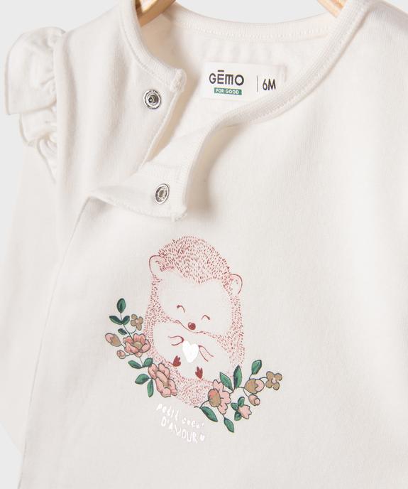 Sweat léger ouverture devant motif hérisson bébé fille vue2 - GEMO 4G BEBE - GEMO