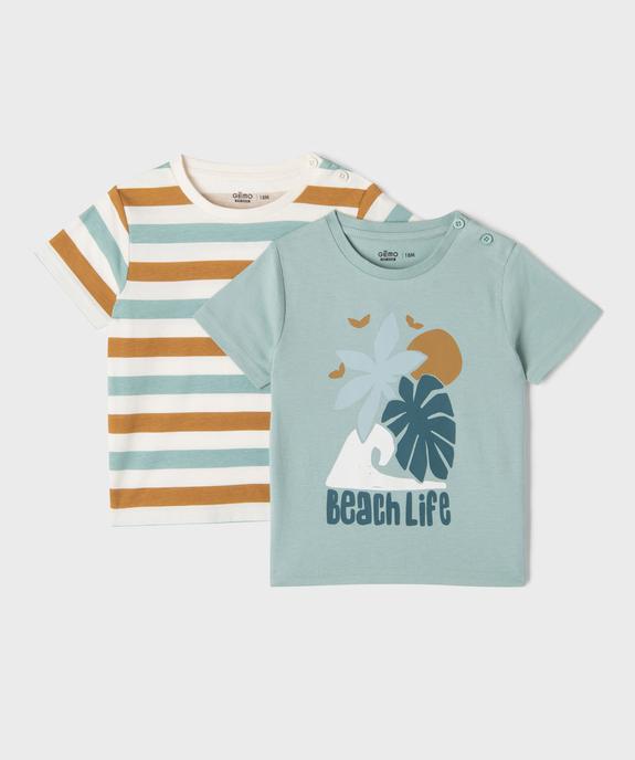 Tee-shirt manches courtes imprimés bébé garçon (lot de 2) vue1 - GEMO(BEBE DEBT) - GEMO