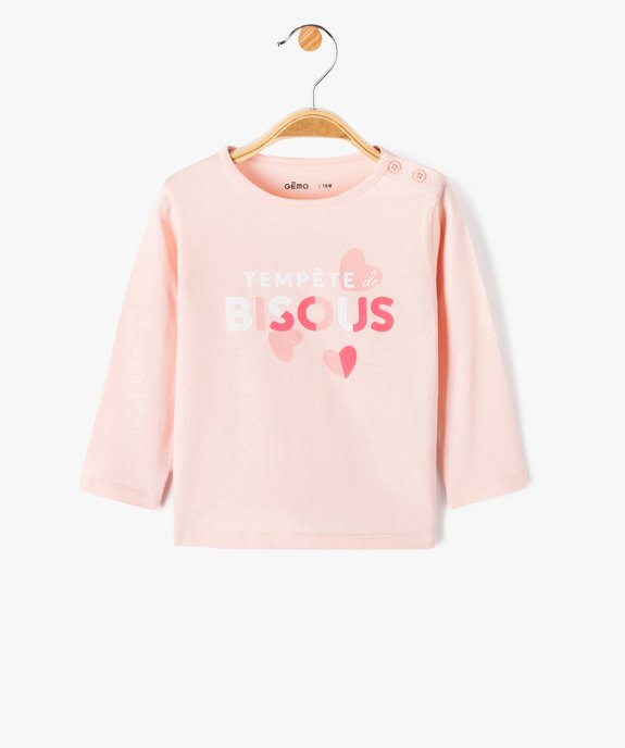 Tee-shirt à manches longues à message bébé fille vue1 - PREMIER PRIX BY GEMO - GEMO