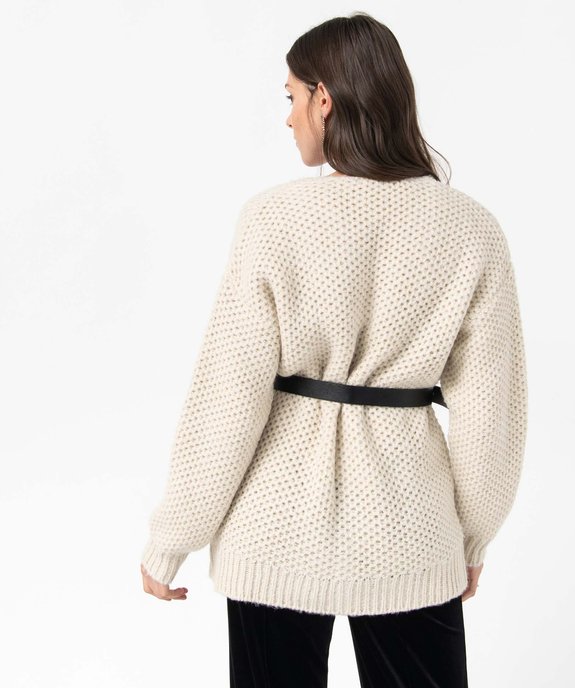 Gilet femme en grosse maille incrusté de fil pailleté vue3 - GEMO(FEMME PAP) - GEMO