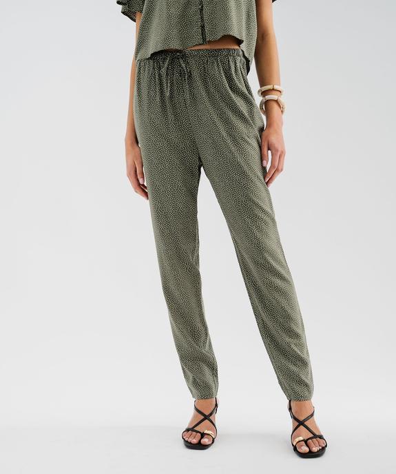 Pantalon à taille élastiquée en viscose fluide imprimée femme vue1 - GEMO 4G FEMME - GEMO