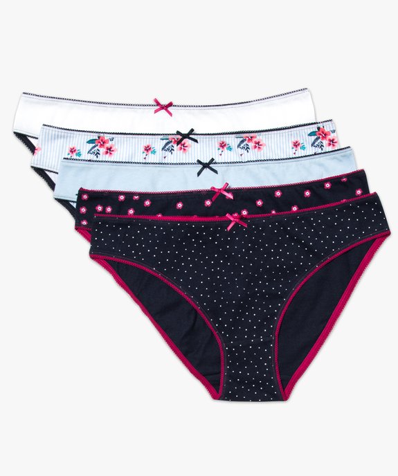 Lot de 5 slips en coton assortis vue1 - GEMO(HOMWR FEM) - GEMO