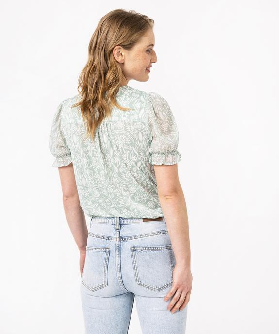 Tee-shirt boutonné avec manches courtes en voile femme vue3 - GEMO(FEMME PAP) - GEMO