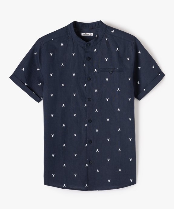 Chemise garçon à manches courtes et col mao spécial Noël vue1 - GEMO (JUNIOR) - GEMO