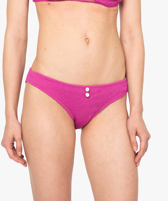 Bas de maillot de bain femme forme slip en maille gaufrée vue1 - GEMO (PLAGE) - GEMO