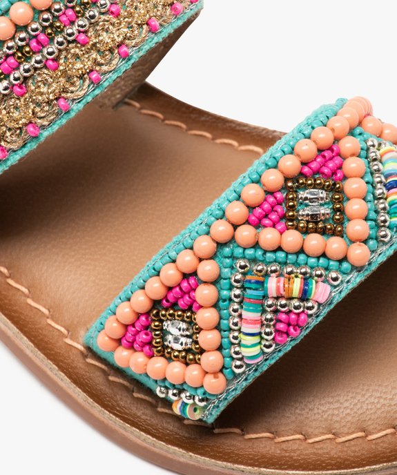 Sandales fille intérieur cuir ornées de perles vue6 - GEMO (ENFANT) - GEMO