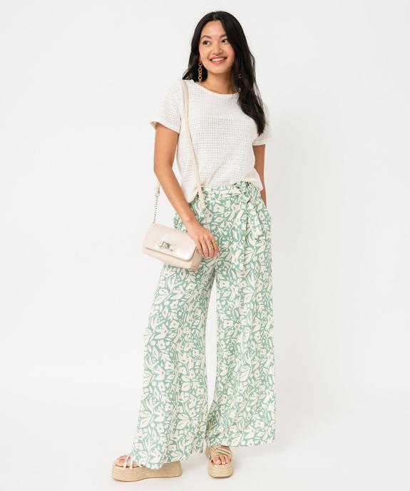 Pantalon large et fluide à taille haute ceinturée femme vue5 - GEMO 4G FEMME - GEMO
