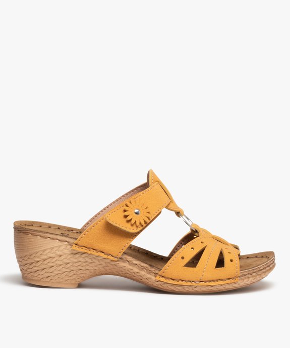 Mules femme confort compensées à brides unies ajourées vue1 - GEMO (CONFORT) - GEMO