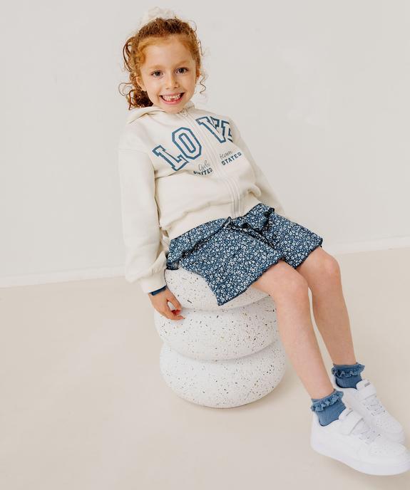 Sweat zippé à capuche avec inscription fille vue6 - GEMO 4G FILLE - GEMO