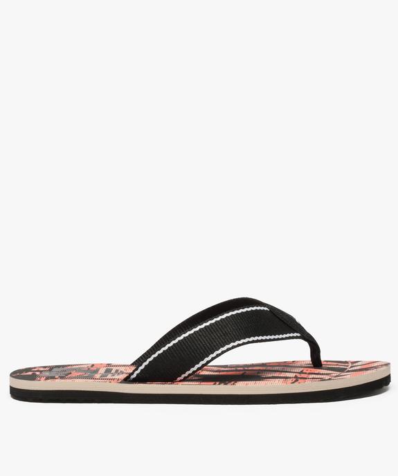 Tongs homme larges brides en toile et semelle imprimée  vue2 - GEMO (PLAGE) - GEMO