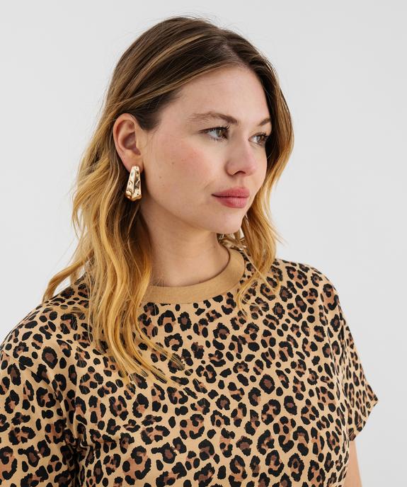 Robe tee-shirt courte à manches courtes avec effet plissé femme vue3 - GEMO 4G FEMME - GEMO