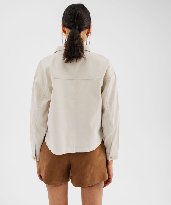 Veste en jean coloré large et courte femme vue3 - GEMO 4G FEMME - GEMO