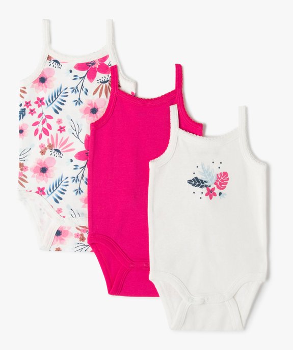 Body bébé à bretelles et motifs 100% coton biologique (lot de 3) vue1 - GEMO 4G BEBE - GEMO