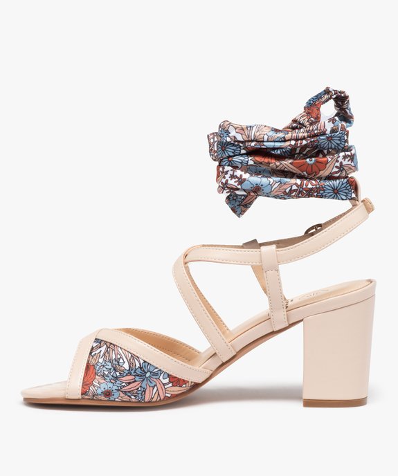 Sandales femme à talon carré et bride foulard vue4 - GEMO(URBAIN) - GEMO
