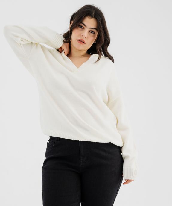 Pull à col polo femme grand taille vue1 - GEMO (G TAILLE) - GEMO
