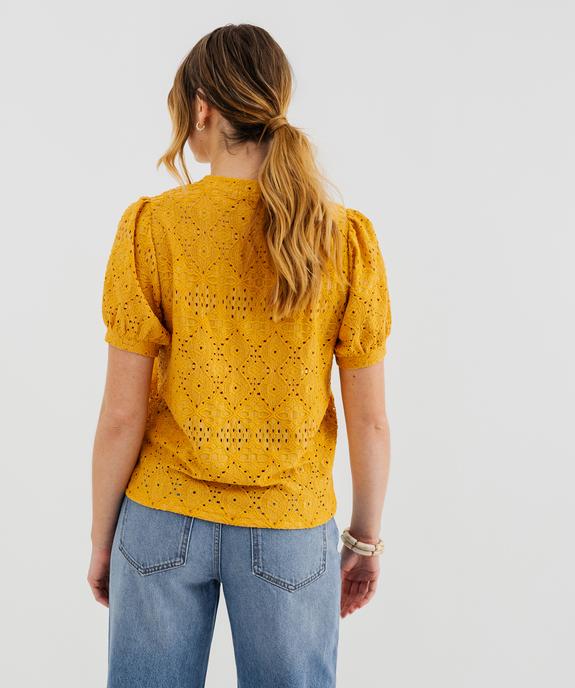 Tee-shirt à manches courtes en maille ajourée femme vue3 - GEMO 4G FEMME - GEMO