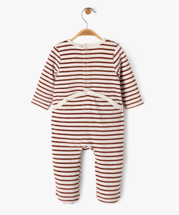 Pyjama en velours à rayures avec inscription brodée bébé garçon vue4 - GEMO 4G BEBE - GEMO