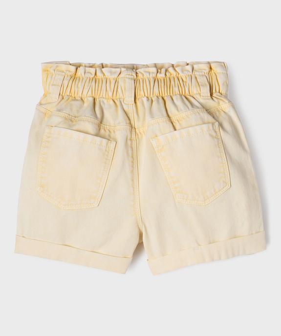 Short en toile taille haute avec ceinture élastique fille vue4 - GEMO 4G FILLE - GEMO