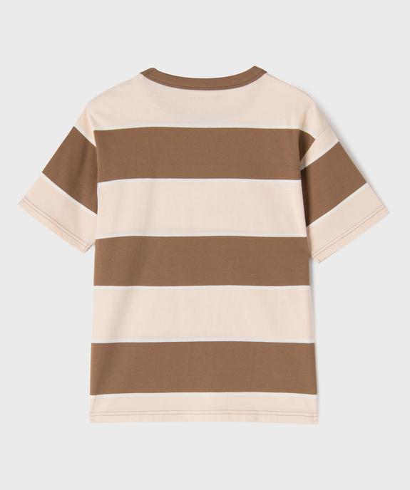 Tee-shirt manches courtes oversize en coton rayé garçon vue4 - GEMO 4G GARCON - GEMO