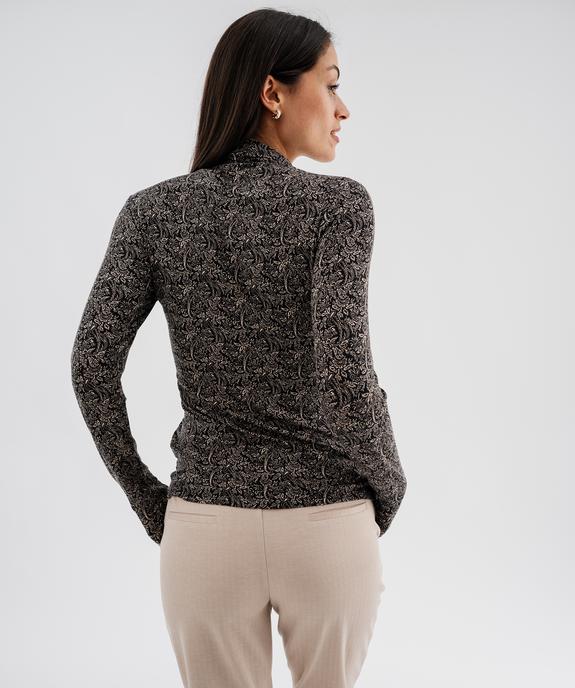 Tee-shirt manches longues et col roulé imprimé femme vue1 - GEMO 4G FEMME - GEMO