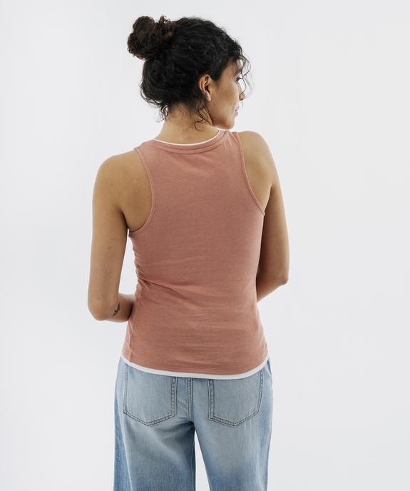 Débardeur en coton avec finitions contrastantes femme vue3 - GEMO 4G FEMME - GEMO