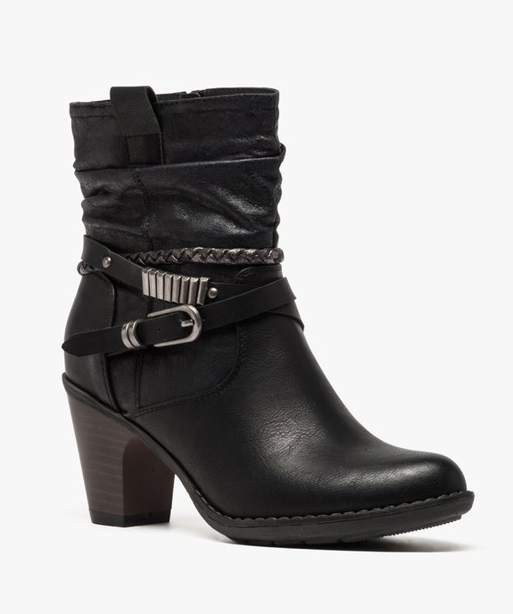 Bottines femme à talon tige plissée et brides fantaisie vue2 - VALENTINA BALDA - GEMO