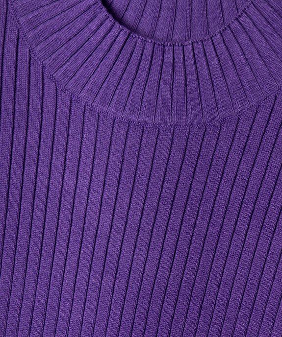 Pull court à col cheminée en maille côtelée fille vue3 - GEMO 4G FILLE - GEMO