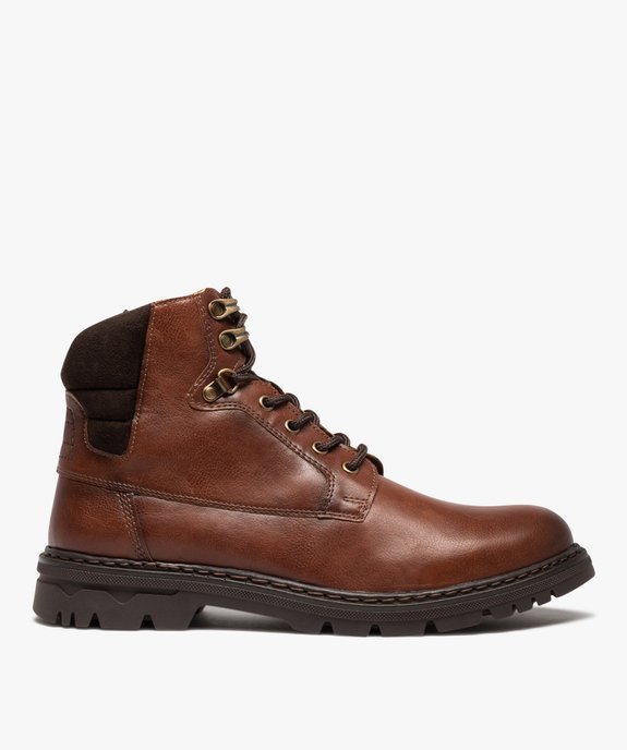 Boots homme unies à semelle crantée fermeture lacets et zip vue1 - GEMO (CASUAL) - GEMO