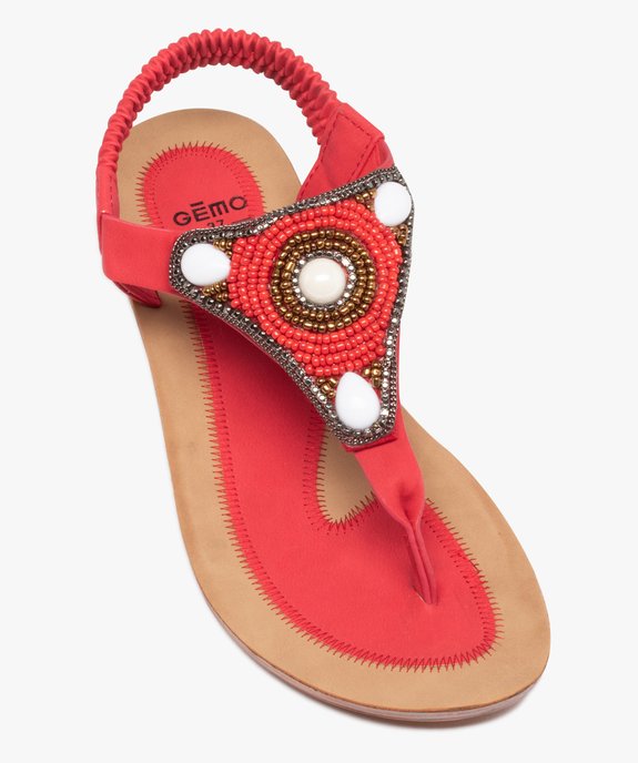 Sandales femme plates à entre-doigts orné de perles vue5 - GEMO (CASUAL) - GEMO