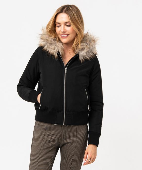Blouson doublé peluche avec capuche femme vue1 - GEMO(FEMME PAP) - GEMO