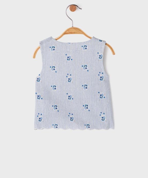 Blouse sans manches à rayures et motifs fleuris bébé fille - LuluCastagnette vue3 - LULUCASTAGNETTE - GEMO