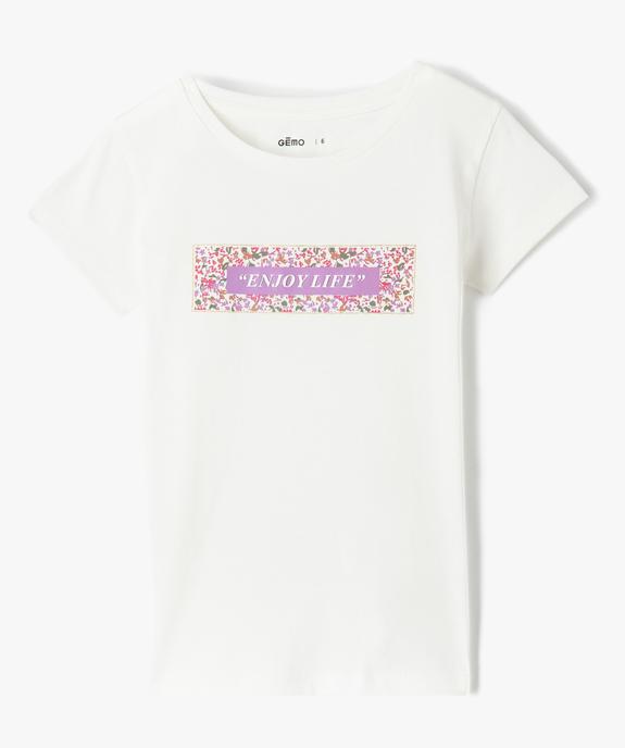 Tee-shirt fille à manches courtes avec motif sur le buste vue1 - GEMO (ENFANT) - GEMO