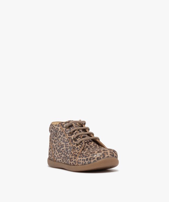 Chaussures premiers pas en cuir pailleté bébé fille - NA! vue2 - NA! - GEMO