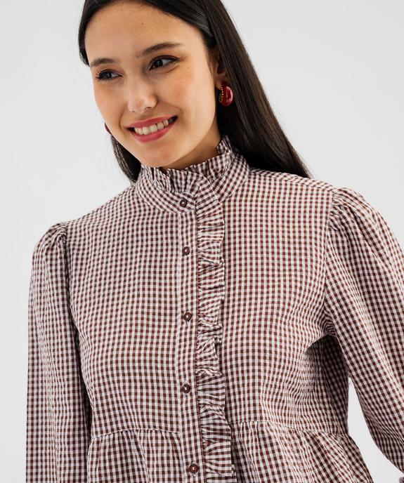 Chemise à volants imprimé vichy femme vue3 - GEMO(FEMME PAP) - GEMO