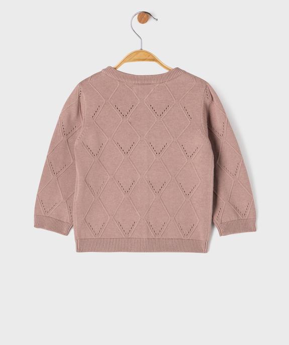 Gilet à col rond en maille fantaisie bébé fille vue3 - GEMO(BEBE DEBT) - GEMO