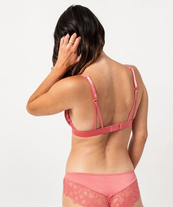 Soutien-gorge triangle en satin et dentelle avec mousses amovibles vue2 - GEMO(HOMWR FEM) - GEMO