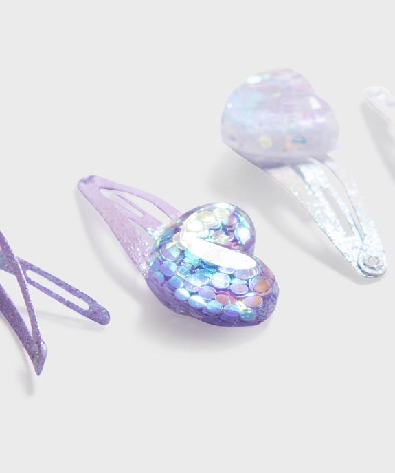 Barrettes cheveux clic-clac pailletées motifs coeurs fille (lot de 6) vue3 - GEMO (ACCESS) - GEMO