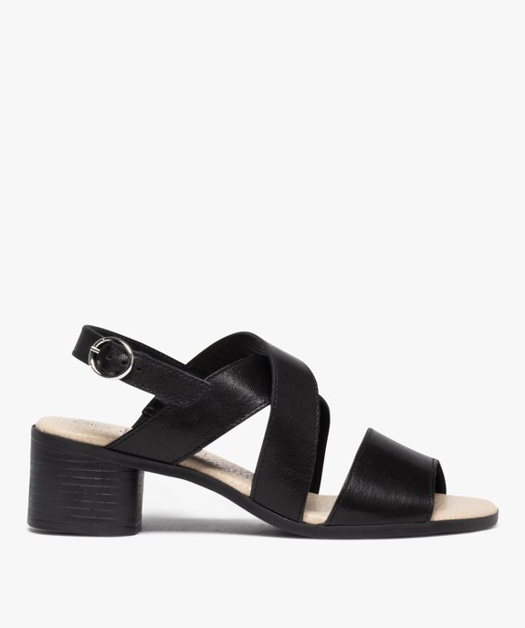 Sandales femme unies à talon et brides en cuir vue1 - GEMO 4G FEMME - GEMO
