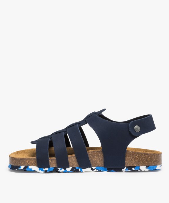 Sandales garçon à multiples brides en cuir et semelle liège vue3 - GEMO (ENFANT) - GEMO
