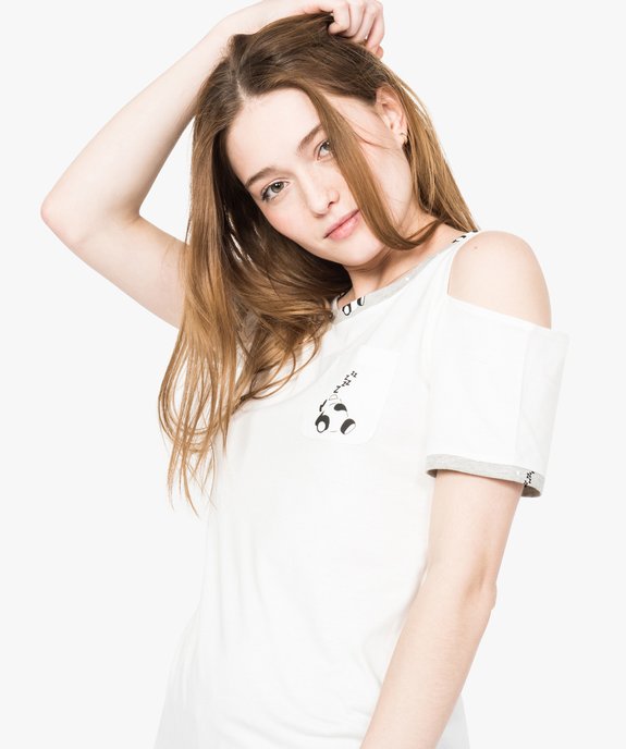 Pyjama 2 pièces imprimé à épaules dénudées vue2 - GEMO(HOMWR FEM) - GEMO