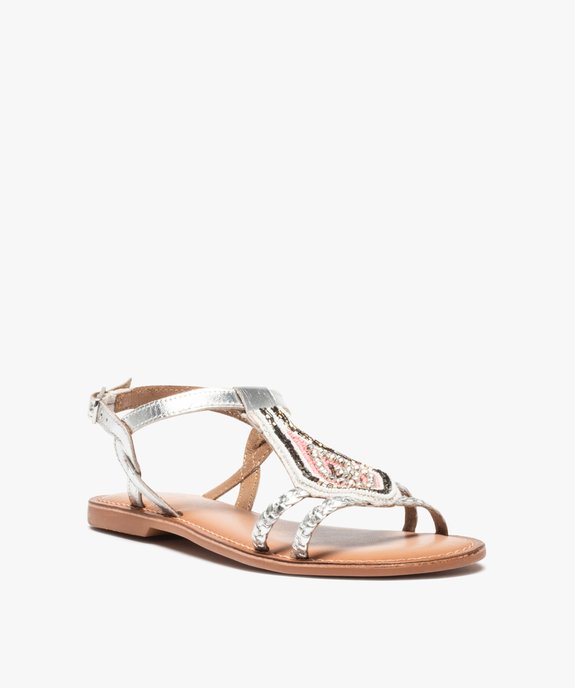 Sandales femme plates ornées de perles et intérieur cuir vue2 - GEMO (CASUAL) - GEMO