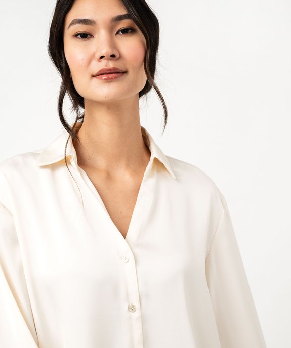 Chemise unie en matière satinée femme vue2 - GEMO(FEMME PAP) - GEMO