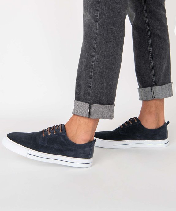 Baskets homme en cuir à semelle contrastante - Tanéo vue1 - TANEO - GEMO