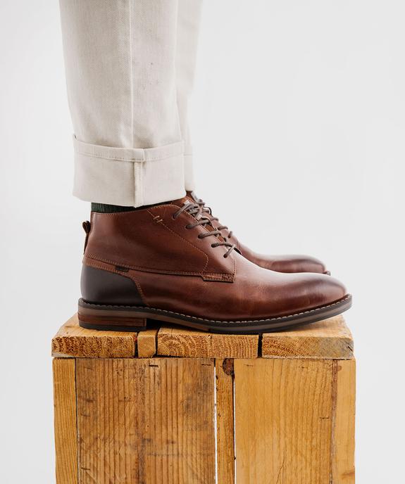 Boots en cuir à lacets homme - Tanéo vue1 - TANEO - GEMO