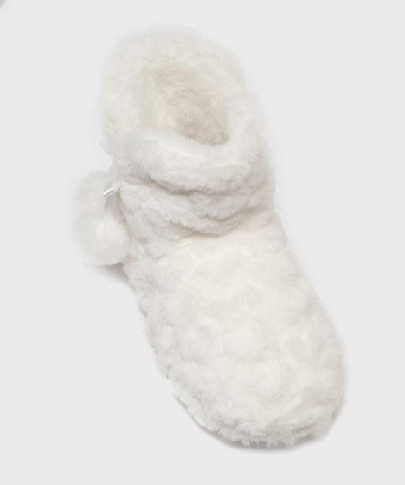 Chaussons boots en fourrure imitation à pompons femme  vue5 - GEMO 4G FEMME - GEMO