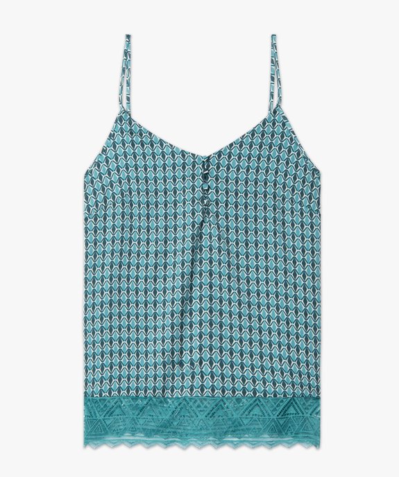 Débardeur femme imprimé à fines bretelles et bas dentelle vue4 - GEMO(FEMME PAP) - GEMO