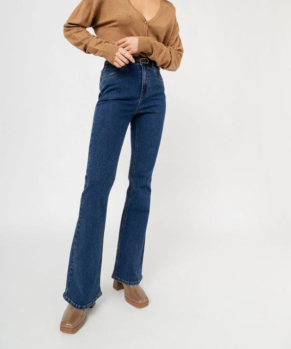 Jean bootcut taille haute avec fine ceinture femme vue1 - GEMO 4G FEMME - GEMO