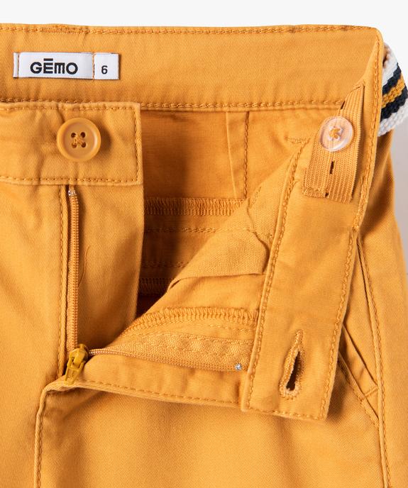 Bermuda en coton avec ceinture tricolore garçon vue3 - GEMO 4G GARCON - GEMO