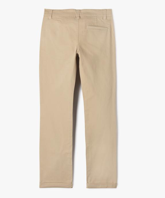 Pantalon garçon chino uni à revers vue3 - GEMO 4G GARCON - GEMO